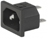 Plug C14, 3 pole, snap-in, plug-in connection, black, 6162.0025