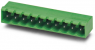 Pin header, 14 pole, pitch 5 mm, angled, green, 1757585