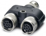 Adapter, 2 x M12 (8 pole, socket) to M12 (8 pole, plug), Y-shape, 1454969