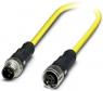 Sensor actuator cable, M12-cable plug, straight to M12-cable socket, straight, 3 pole, 0.5 m, PVC, yellow, 4 A, 1406299