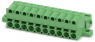 Pin header, 10 pole, pitch 5.08 mm, straight, green, 1808802