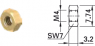 Hexagon nut, M4, W 7 mm, H 3.2 mm, brass, gold plated, DIN 934, 22.6509