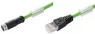 Bus line, M8 socket, straight to RJ45 plug, straight, PUR, 0.25 m, green