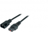 Extension line, C14-plug, straight on C13 jack, straight, H05VV-F3G1.0mm², black, 0.5 m