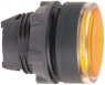 Pushbutton, illuminable, groping, waistband round, yellow, front ring black, mounting Ø 22 mm, ZB5AA58
