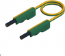 Measuring lead with (4 mm plug, spring-loaded, straight) to (4 mm plug, spring-loaded, straight), 0.5 m, green/yellow, PVC, 1.0 mm², CAT O