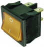 Rocker switch, orange, 2 pole, On-Off, off switch, 10 (4) A/250 VAC, 6 (4) A/250 VAC, IP40, illuminated, printed