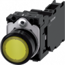 Pushbutton, yellow, illuminated  (yellow), mounting Ø 22.3 mm, IP20/IP66/IP67/IP69/IP69K, 3SU1102-0AB30-3FA0