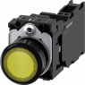 Pushbutton, yellow, illuminated  (yellow), mounting Ø 22.3 mm, IP20/IP66/IP67/IP69/IP69K, 3SU1106-0AB30-3FA0