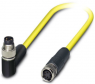 Sensor actuator cable, M8-cable plug, angled to M8-cable socket, straight, 4 pole, 1.5 m, PVC, yellow, 4 A, 1406008