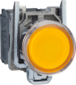 Pushbutton, illuminable, groping, 1 Form A (N/O) + 1 Form B (N/C), waistband round, orange, front ring silver, mounting Ø 22 mm, XB4BW35B5