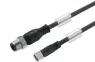 Sensor actuator cable, M12-cable plug, straight to M8-cable socket, straight, 3 pole, 1 m, PUR, black, 4 A, 9457770100