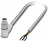 Sensor actuator cable, M8-cable plug, angled to open end, 3 pole, 1.5 m, PP-EPDM, gray, 4 A, 1406473