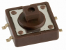 Pushbutton, 1 pole, brown, unlit , 0.5 A/12 V, 1254.1017