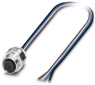 Sensor actuator cable, M12-flange socket, straight to open end, 4 pole, 0.5 m, 4 A, 1554649