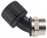 45° hose fitting, PG16, 12 mm, Polyamide/Brass, nickel-plated, IP66, black, (L) 68 mm