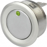 Pushbutton, 1 pole, silver, illuminated  (green), 0.125 A/48 V, mounting Ø 19 mm, IP67, 1241.2831