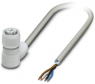 Sensor actuator cable, M12-cable socket, angled to open end, 4 pole, 10 m, PP-EPDM, gray, 4 A, 1404022