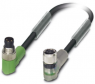 Sensor actuator cable, M8-cable plug, angled to M8-cable socket, angled, 3 pole, 0.3 m, PVC, black, 4 A, 1415901
