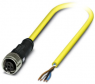 Sensor actuator cable, M12-cable socket, straight to open end, 4 pole, 2 m, PVC, yellow, 4 A, 1406246