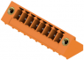 Pin header, 8 pole, pitch 3.81 mm, angled, orange, 1976800000