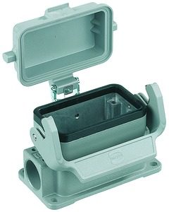 Bulkhead housing, size 10B, die-cast aluminum, PG16, angled, longitudinal bow locking, IP65, 09300101256