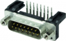 D-Sub plug, 37 pole, standard, equipped, angled, solder pin, 09664236801