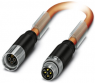 Sensor actuator cable, M17-cable plug, straight to M17-cable socket, straight, 4 pole, 10 m, PUR, orange, 18 A, 1619306