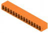 Pin header, 15 pole, pitch 3.81 mm, angled, orange, 1942200000