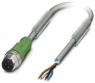 Sensor actuator cable, M12-cable plug, straight to open end, 4 pole, 1.5 m, PUR, gray, 4 A, 1457018
