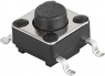 Short-stroke pushbutton, 1 Form A (N/O), 50 mA/12 VDC, unlit , actuator (black), 1.6 N, SMD