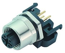 Panel socket, M12, 5 pole, THR, screw locking, angled, 99 3442 458 05