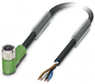 Sensor actuator cable, M8-cable socket, angled to open end, 4 pole, 10 m, PVC, black, 4 A, 1401064
