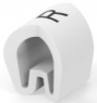 PVC cable maker, imprint "R", (L x W x H) 4.75 x 4.5 x 3.7 mm, max. bundle Ø 3.2 mm, white, EC0332-000