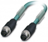 Sensor actuator cable, M12-cable plug, straight to M12-cable plug, straight, 4 pole, 1 m, PUR, blue, 4 A, 1569456