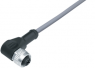 Sensor actuator cable, M12-cable socket, angled to open end, 3 pole, 2 m, PVC, gray, 4 A, 77 4434 0000 20003-0200