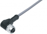 Sensor actuator cable, M12-cable socket, angled to open end, 4 pole, 2 m, PVC, gray, 4 A, 77 4434 0000 20004-0200