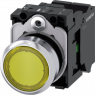 Pushbutton, yellow, illuminated  (yellow), mounting Ø 22.3 mm, IP20/IP66/IP67/IP69/IP69K, 3SU1153-0AB30-3BA0