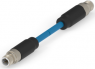 Network cable, M12-plug, straight to M12-plug, straight, Cat 5e, S/FTP, 1 m, blue