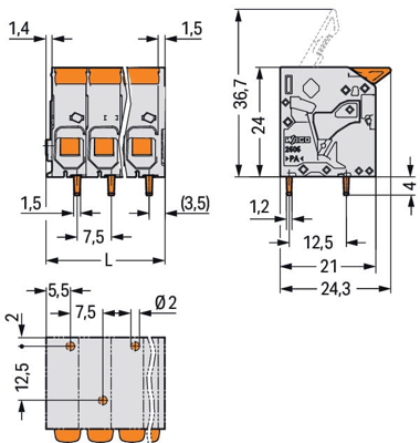 2606-1102/020-006 WAGO PCB Terminal Blocks Image 2