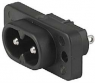 Plug C8, 2 pole, screw mounting, solder connection, black, 4300.0096