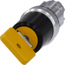 Key switch O.M.R, unlit, latching, waistband round, yellow, 90°, trigger position 0 + 1, mounting Ø 22.3 mm, 3SU1050-4JF11-0AA0