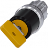 Key switch O.M.R, unlit, latching, waistband round, yellow, 90°, trigger position 0, mounting Ø 22.3 mm, 3SU1050-4JF01-0AA0