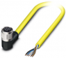 Sensor actuator cable, M12-cable socket, angled to open end, 5 pole, 10 m, PVC, yellow, 4 A, 1406170
