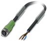 Sensor actuator cable, M8-cable socket, straight to open end, 3 pole, 1.5 m, PVC, black, 4 A, 1415870