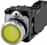Pushbutton, yellow, illuminated  (yellow), mounting Ø 22.3 mm, IP20/IP66/IP67/IP69/IP69K, 3SU1152-0AB30-1FA0