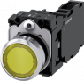 Pushbutton, yellow, illuminated  (yellow), mounting Ø 22.3 mm, IP20/IP66/IP67/IP69/IP69K, 3SU1153-0AB30-1FA0