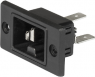 Built-in appliance socket C15, 3 pole, screw mounting, plug-in connector 6.3 x 0.8, black, 3-142-749