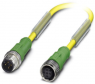 Sensor actuator cable, M12-cable plug, straight to M12-cable socket, straight, 4 pole, 0.6 m, PUR/PVC, yellow, 4 A, 1696028