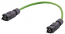 Sensor actuator cable, Han 1A CA M12, D coding to Han 1A CA M12, D coding, 4 pole, 1 m, PVC, green, 33504848807010